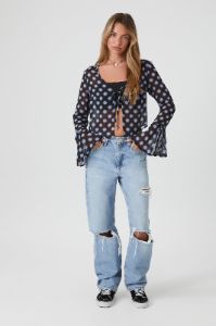 Sheer Polka Dot Front Tie Top sold by Urban Planet