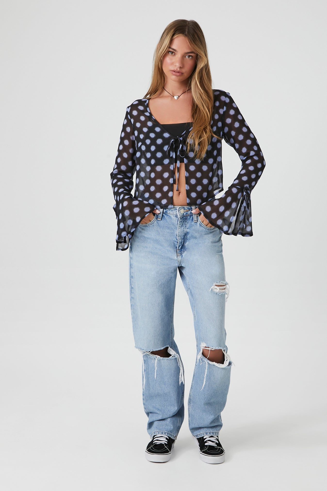 Sheer Polka Dot Front Tie Top sold by Urban Planet product image thumbnail 4