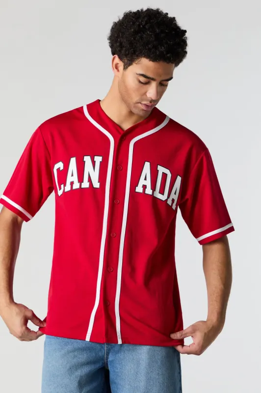 Red Canada Graphic Baseball Jersey sold by Urban Planet