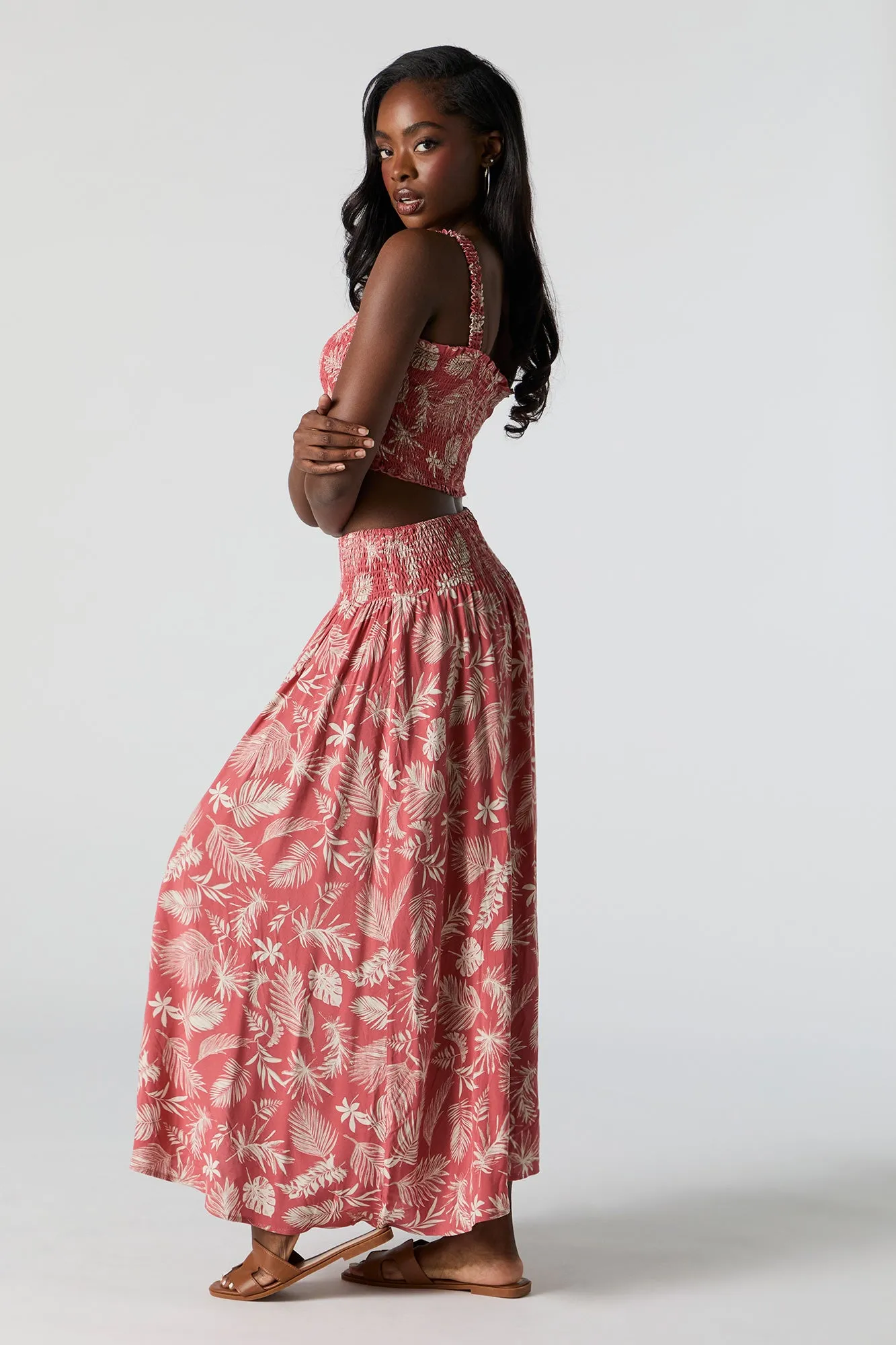 Leaf Print Buttoned Maxi Skirt sold by Urban Planet product image thumbnail 3