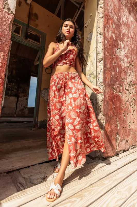 Leaf Print Buttoned Maxi Skirt sold by Urban Planet