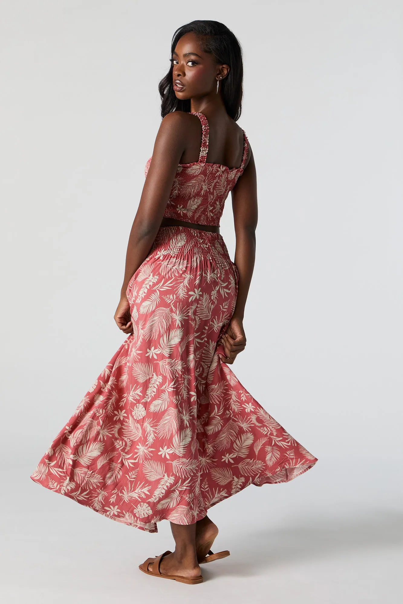 Leaf Print Buttoned Maxi Skirt sold by Urban Planet product image thumbnail 4