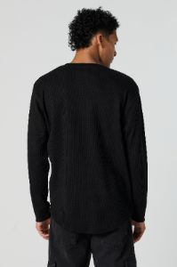 Waffle Knit Long Sleeve Top sold by Urban Planet