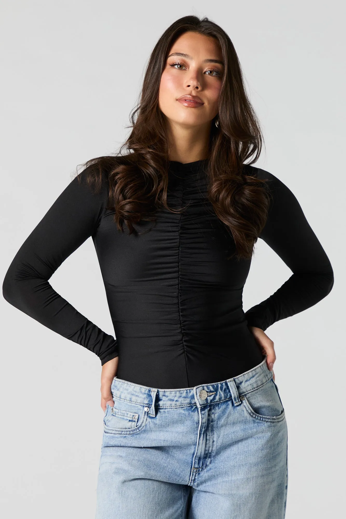 Contour Ruched Long Sleeve Bodysuit sold by Urban Planet product image thumbnail 5