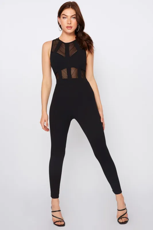 Mesh Bodice Sleeveless Jumpsuit sold by Urban Planet