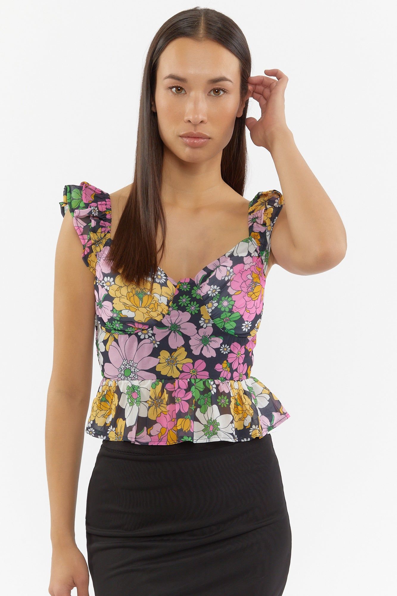 Floral Print Cropped Peasant Top sold by Urban Planet product image thumbnail 4