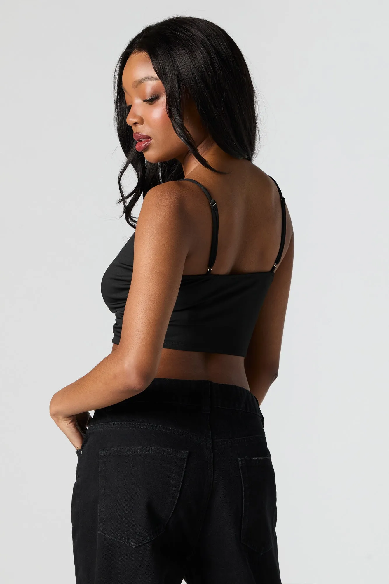 Rhinestone Lace Up Cropped Tank sold by Urban Planet product image thumbnail 2