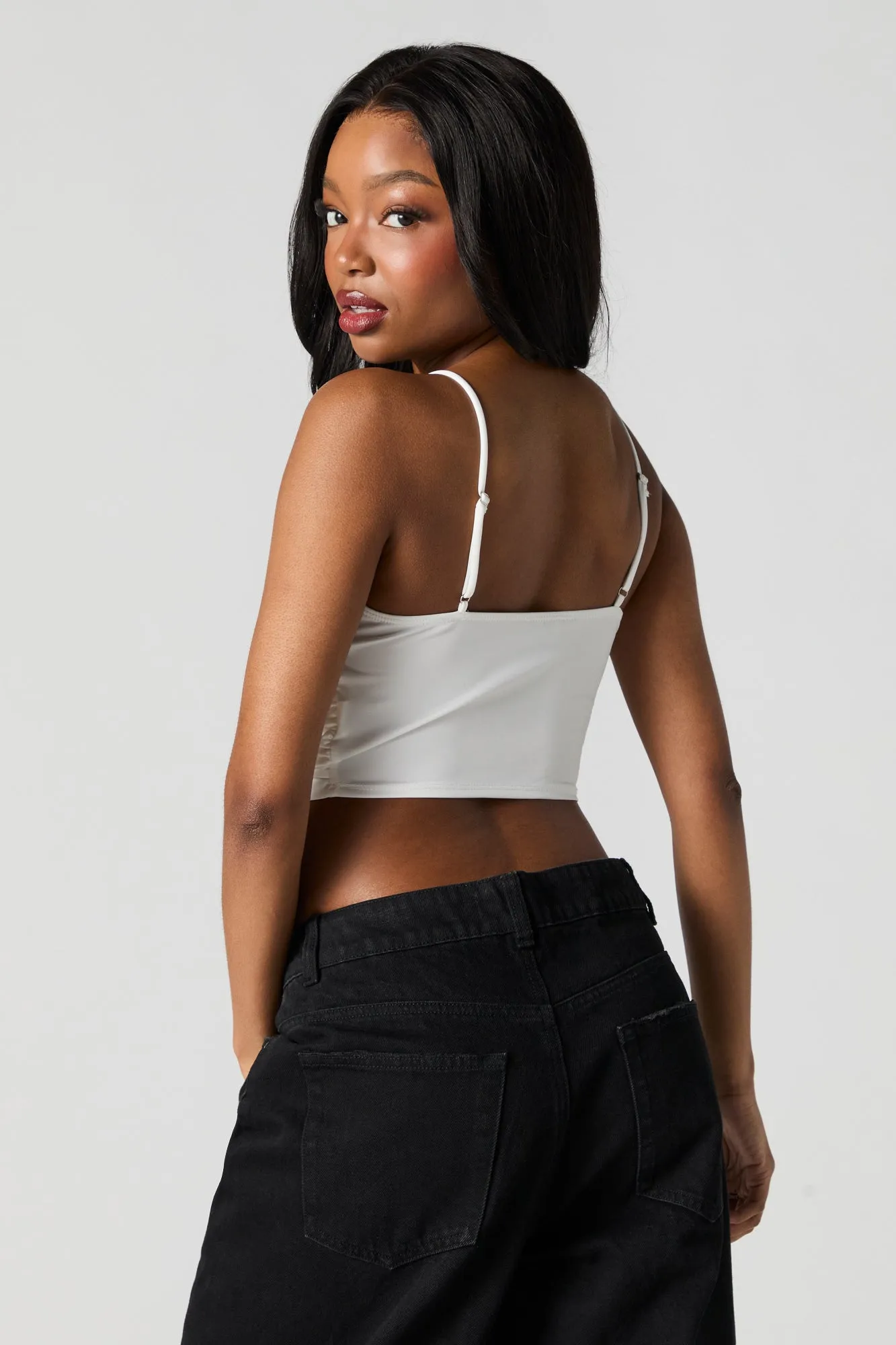 Rhinestone Lace Up Cropped Tank sold by Urban Planet product image thumbnail 5