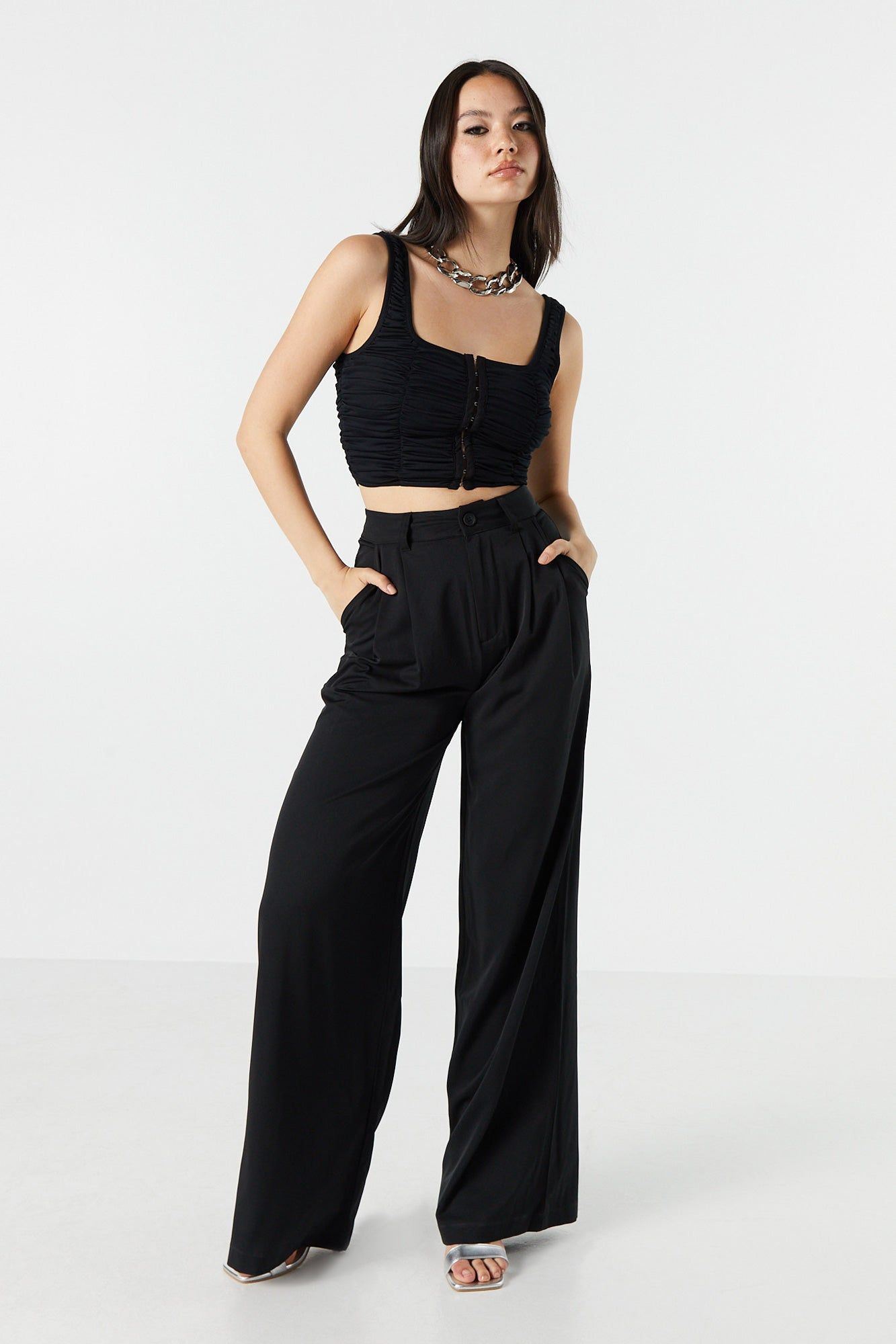 Square Neck Hook and Eye Ruched Top sold by Urban Planet product image thumbnail 3