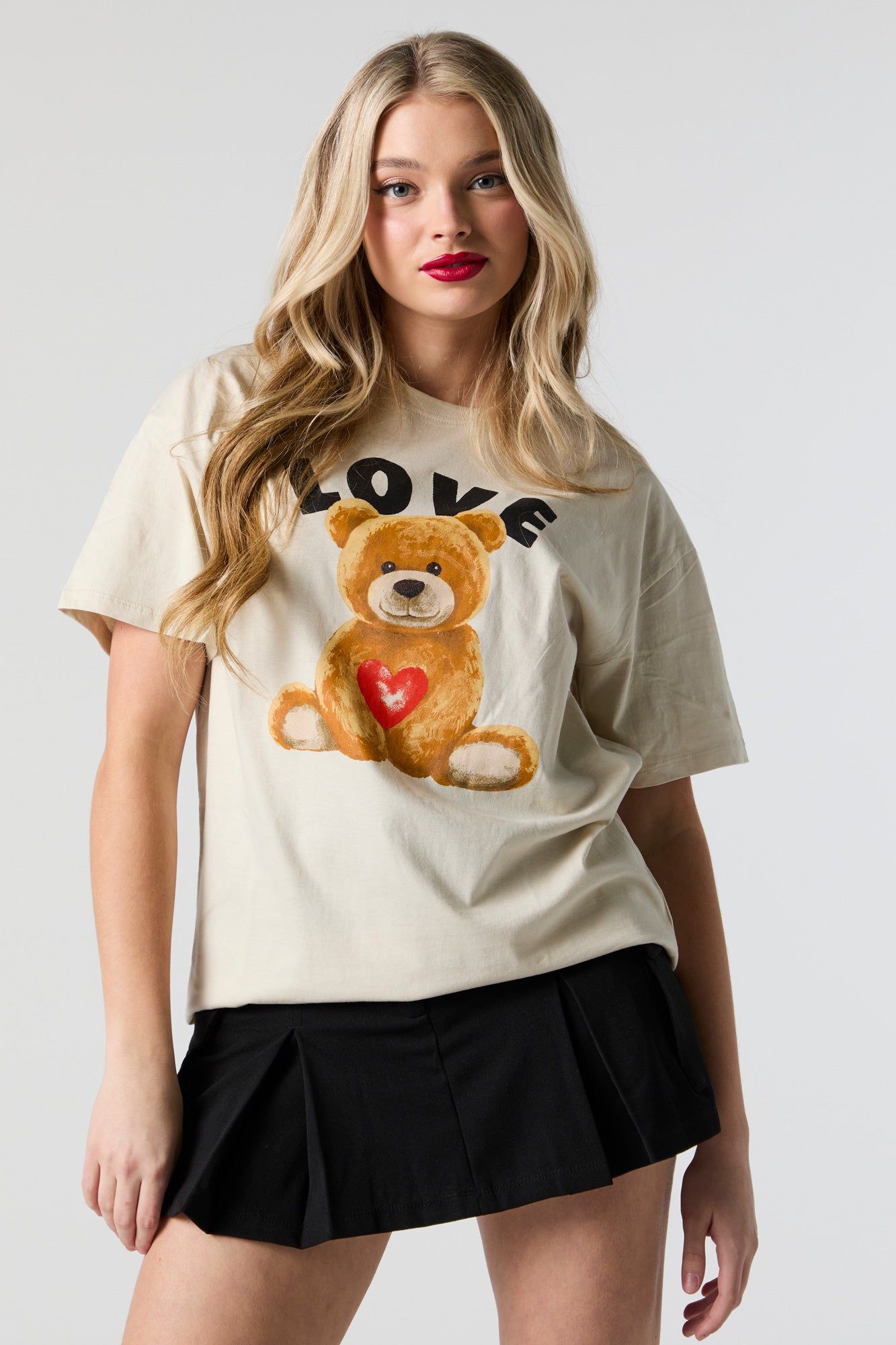 Love Teddy Graphic Boyfriend T-Shirt sold by Urban Planet product image thumbnail 2