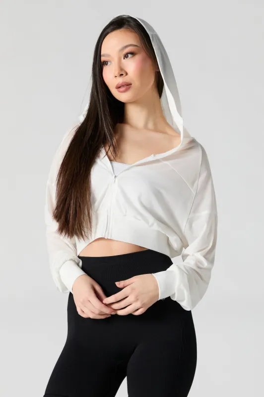 Mesh Zip-Up Cropped Hoodie sold by Urban Planet