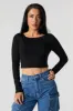 Solid Cropped Long Sleeve Top sold by Urban Planet