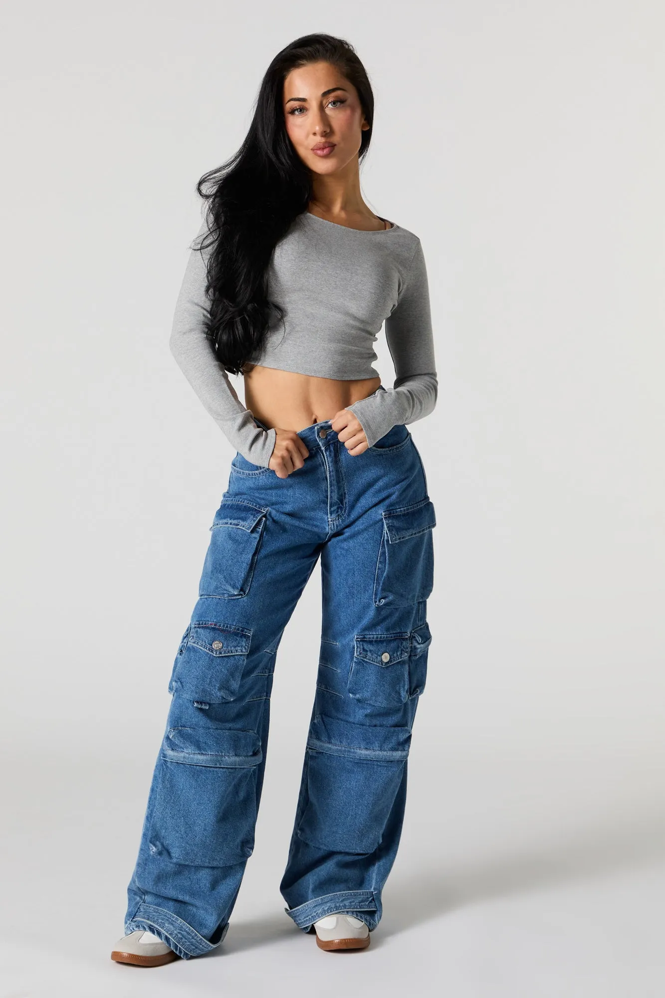 Solid Cropped Long Sleeve Top sold by Urban Planet product image thumbnail 3