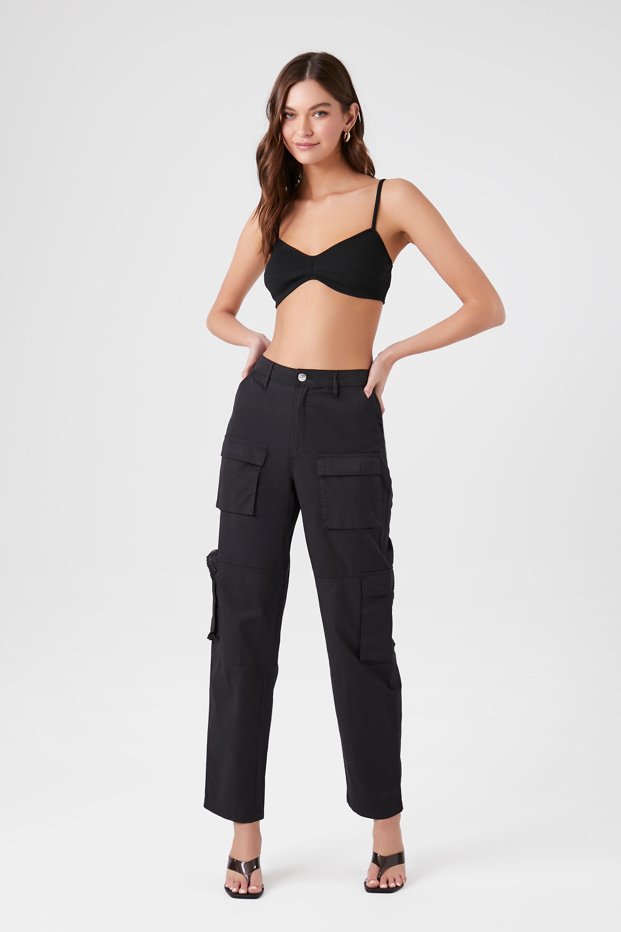 Twill High-Rise Cargo Pants sold by Urban Planet