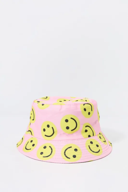 Girls Smiley Print Reversible Bucket Hat sold by Urban Planet