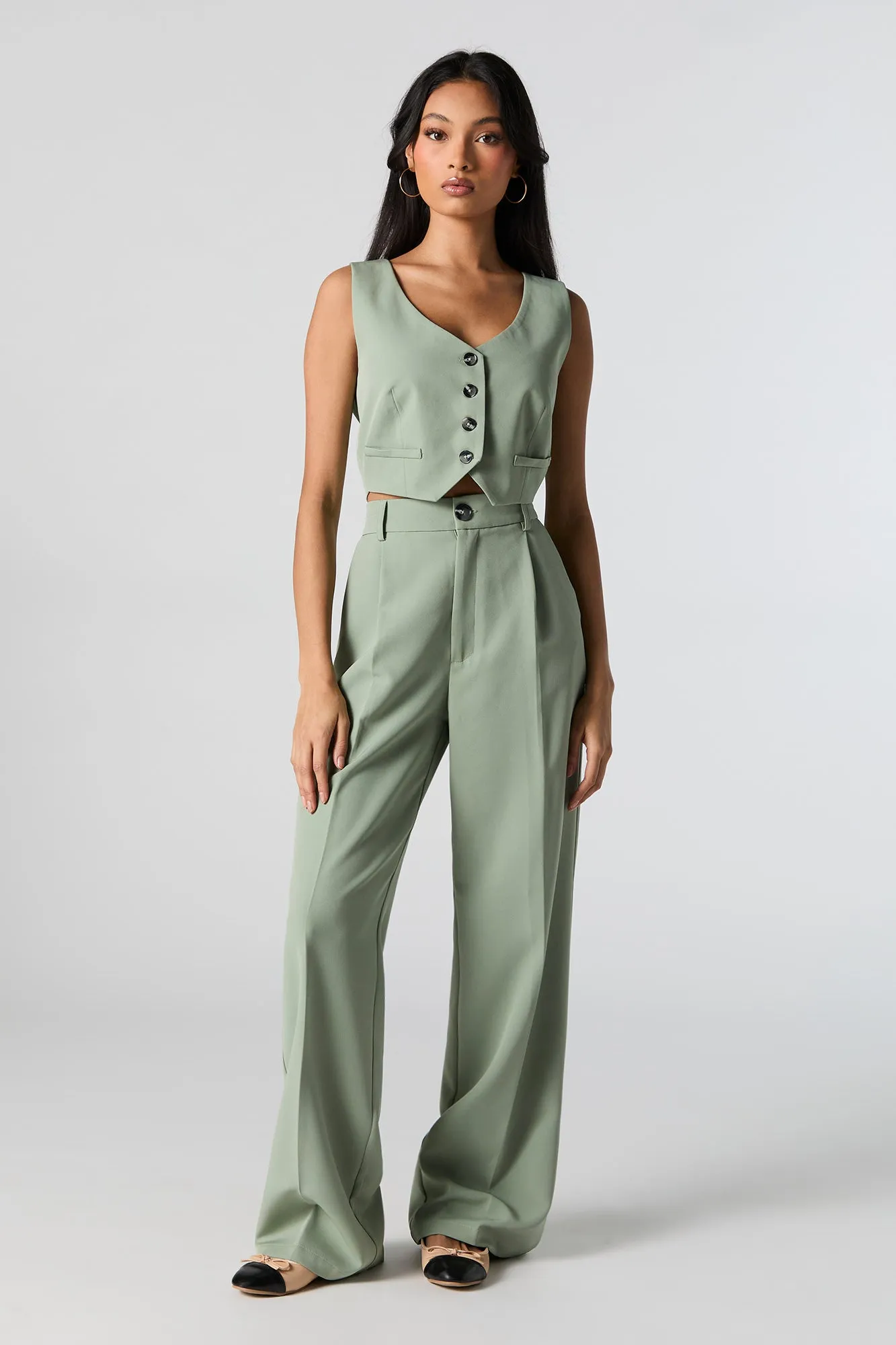 Cropped Welt Pocket Vest sold by Urban Planet product image thumbnail 3