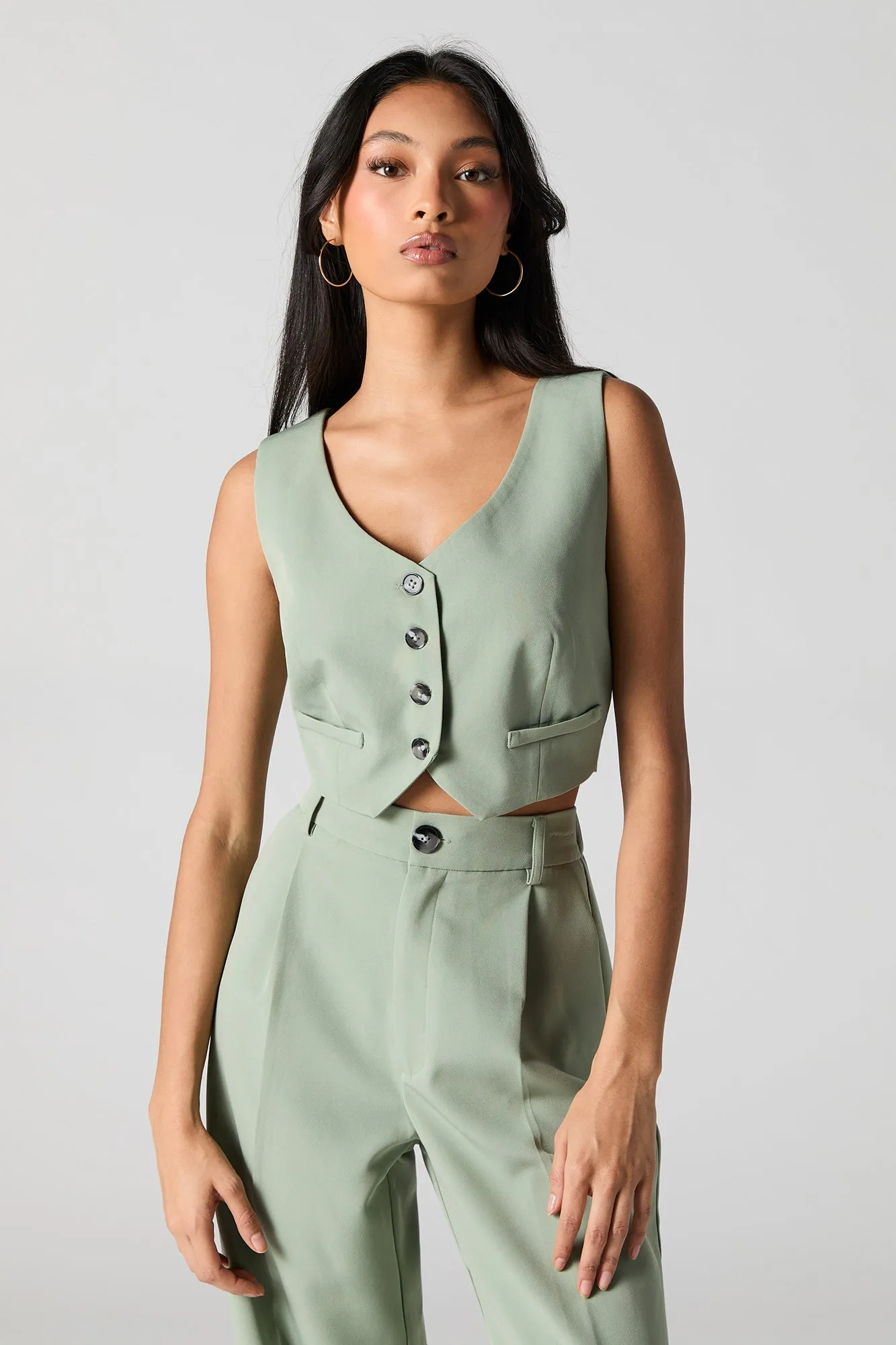 Cropped Welt Pocket Vest sold by Urban Planet