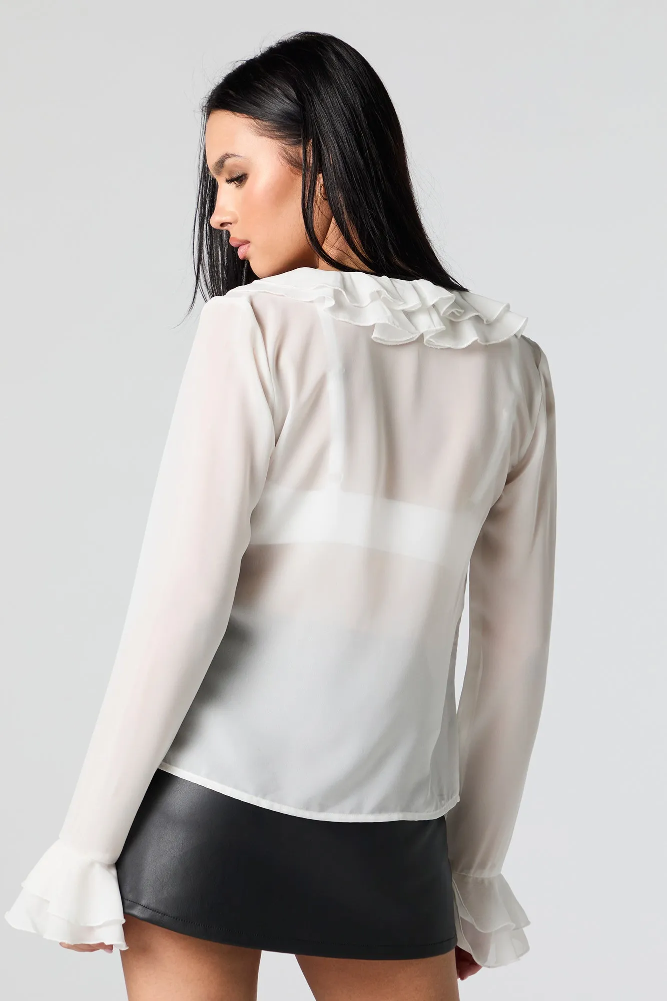 Haut en chiffon à manches longues avec attache sold by Urban Planet product image thumbnail 2