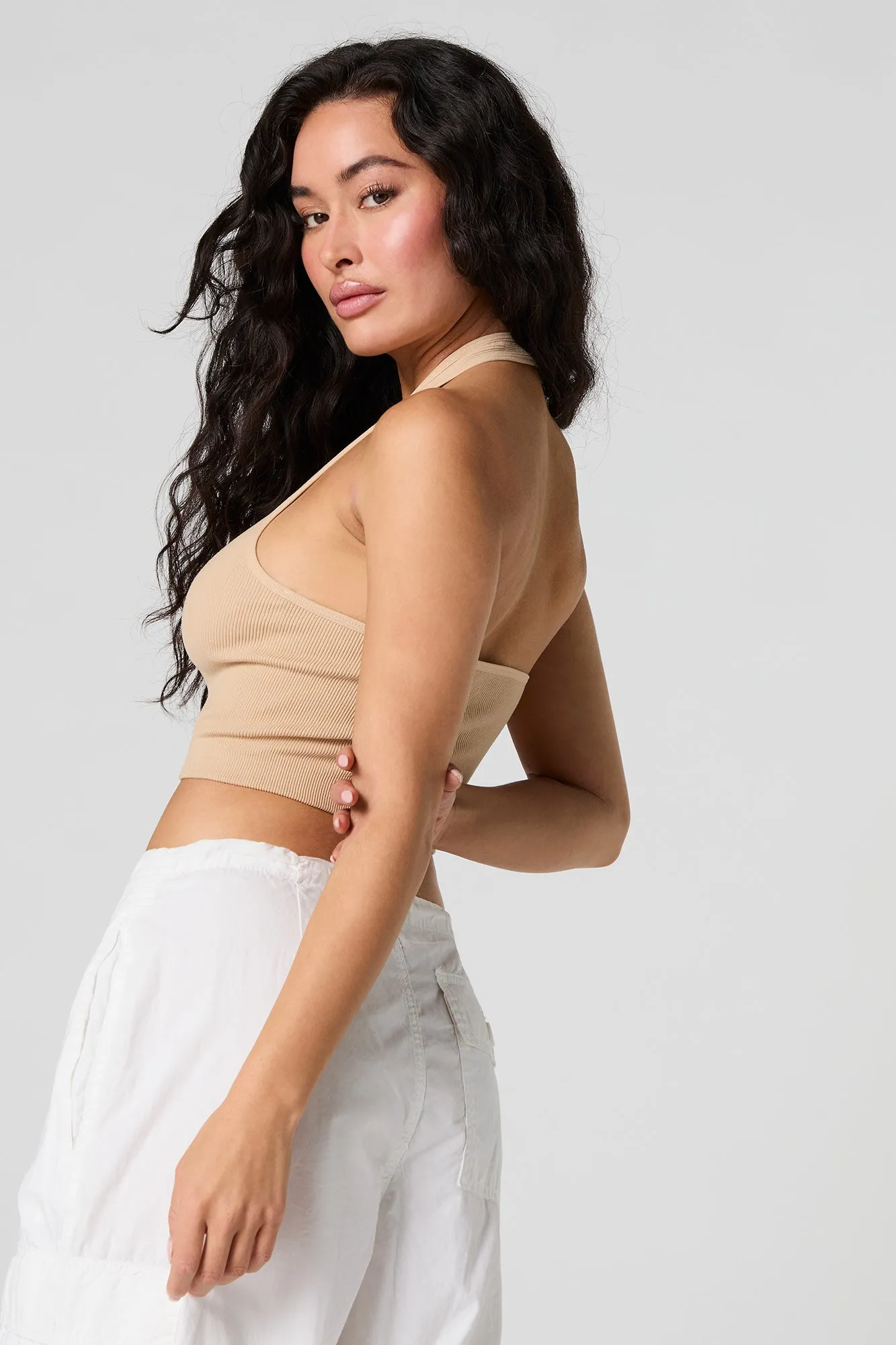 Seamless Ribbed Halter Tank sold by Urban Planet product image thumbnail 2