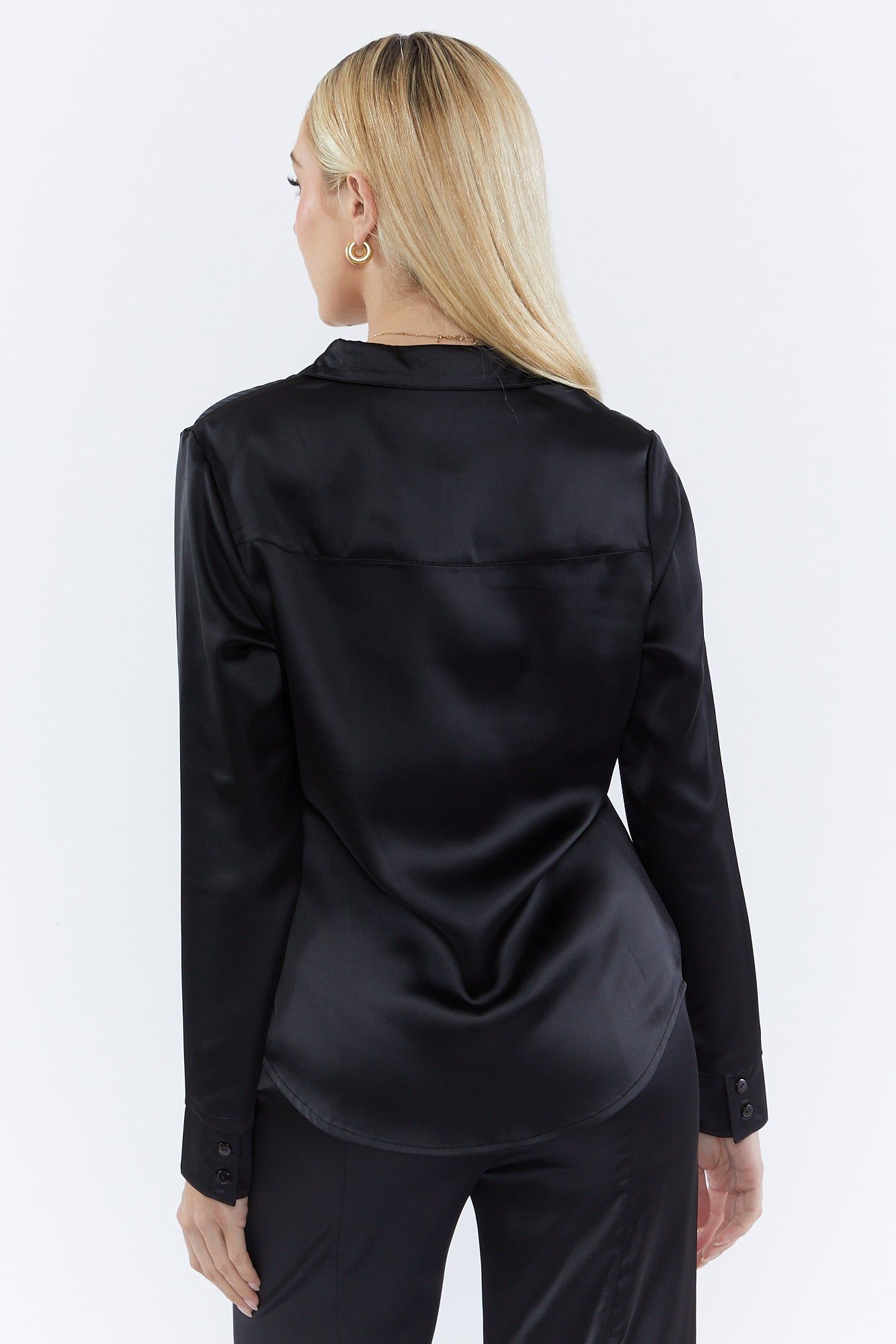 Chemise boutonnée en satin noir sold by Urban Planet product image thumbnail 2