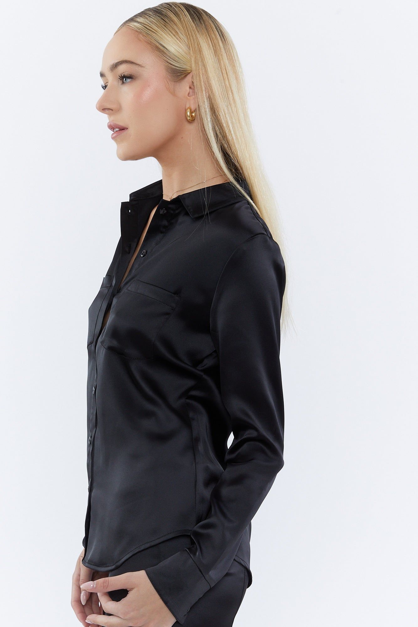 Chemise boutonnée en satin noir sold by Urban Planet product image thumbnail 3