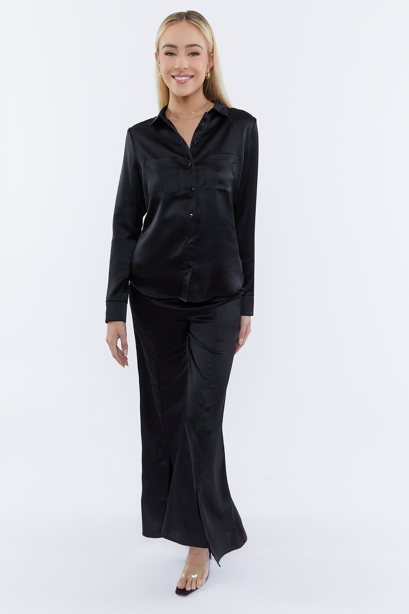 Chemise boutonnée en satin noir sold by Urban Planet product image thumbnail 4