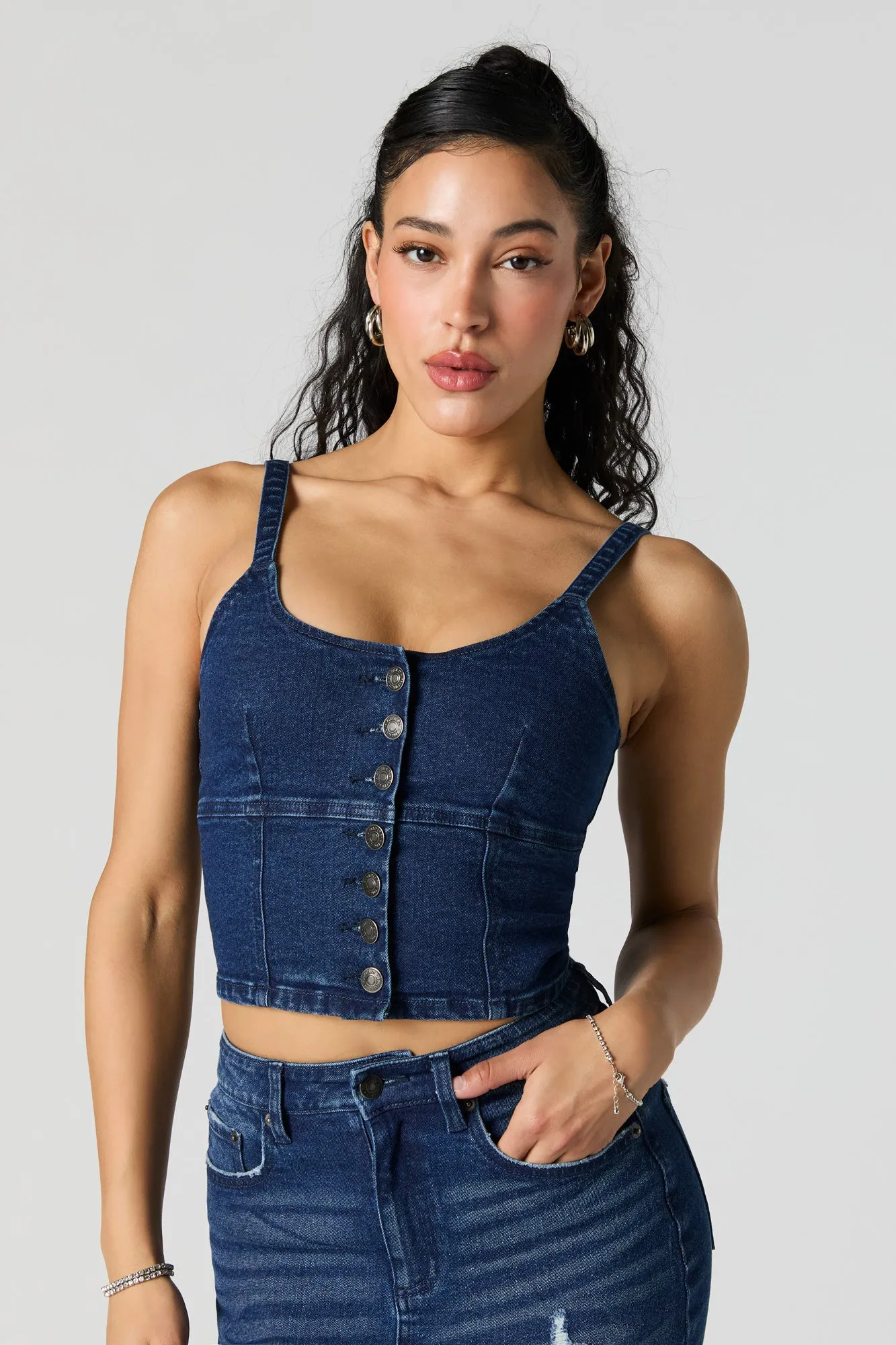 Corset boutonné en denim sold by Urban Planet product image thumbnail 4