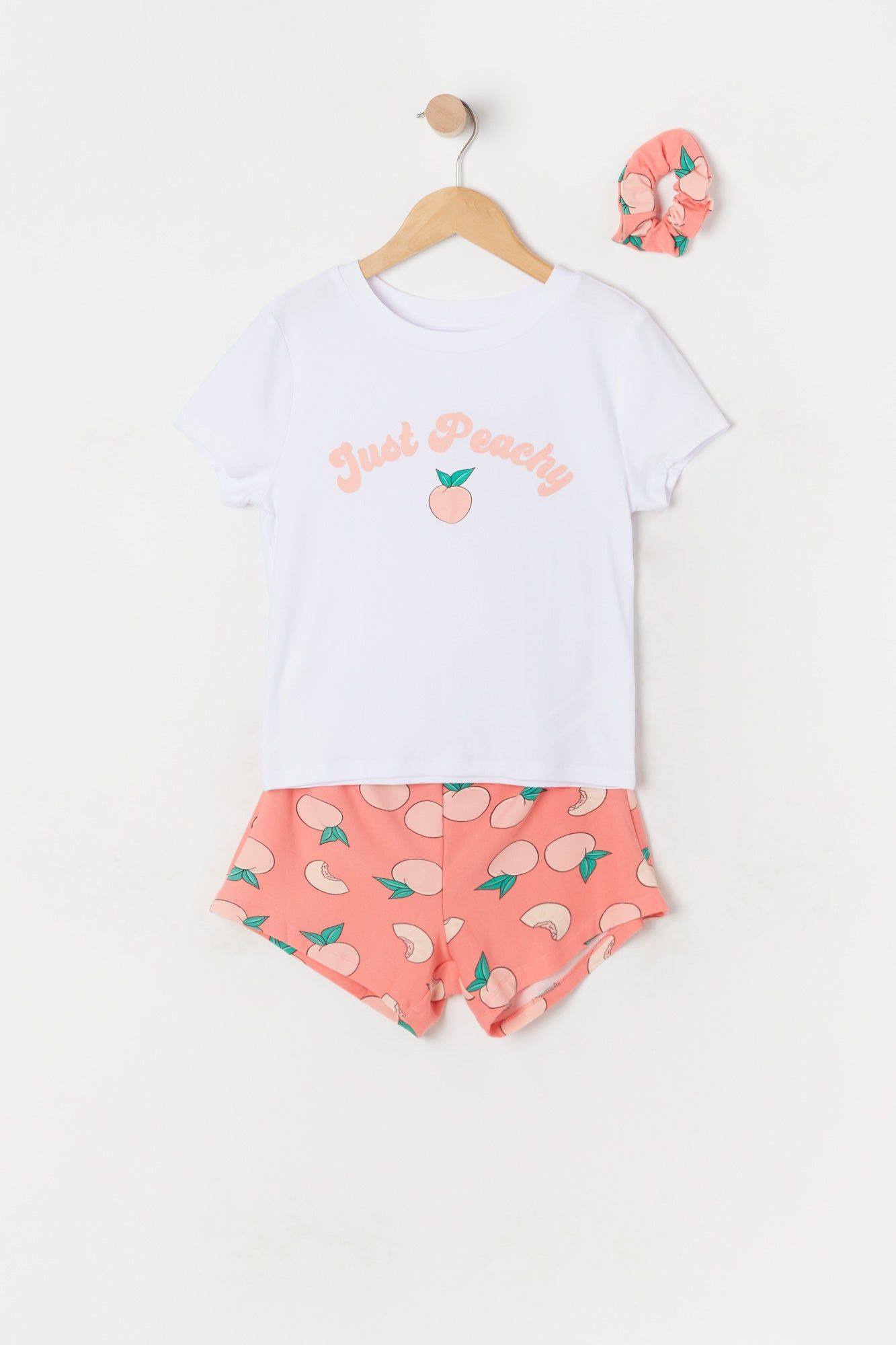 Girls Peach Graphic 3-Piece Pajama Set sold by Urban Planet