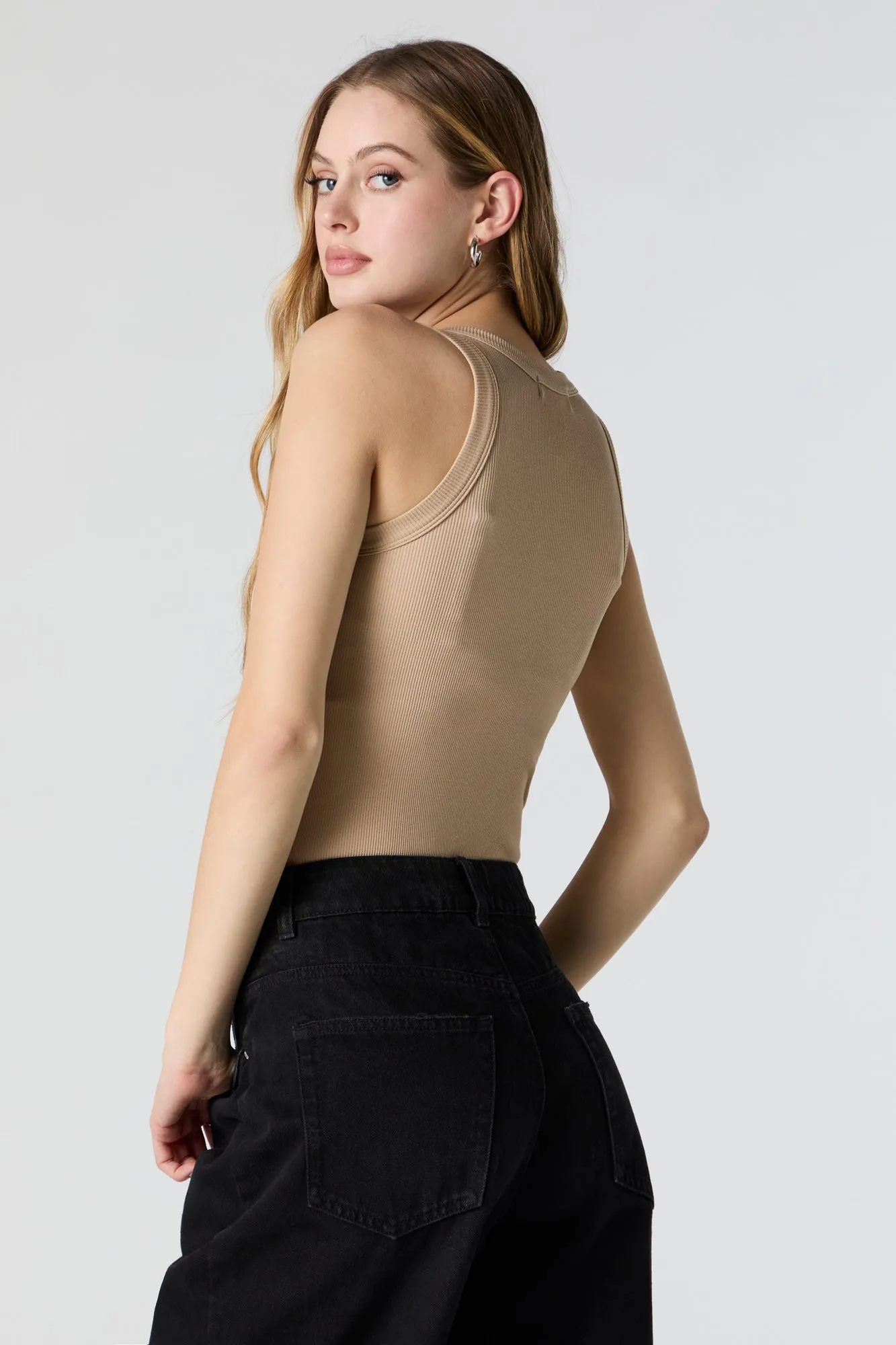 Seamless Ribbed High Neck Bodysuit sold by Urban Planet product image thumbnail 4