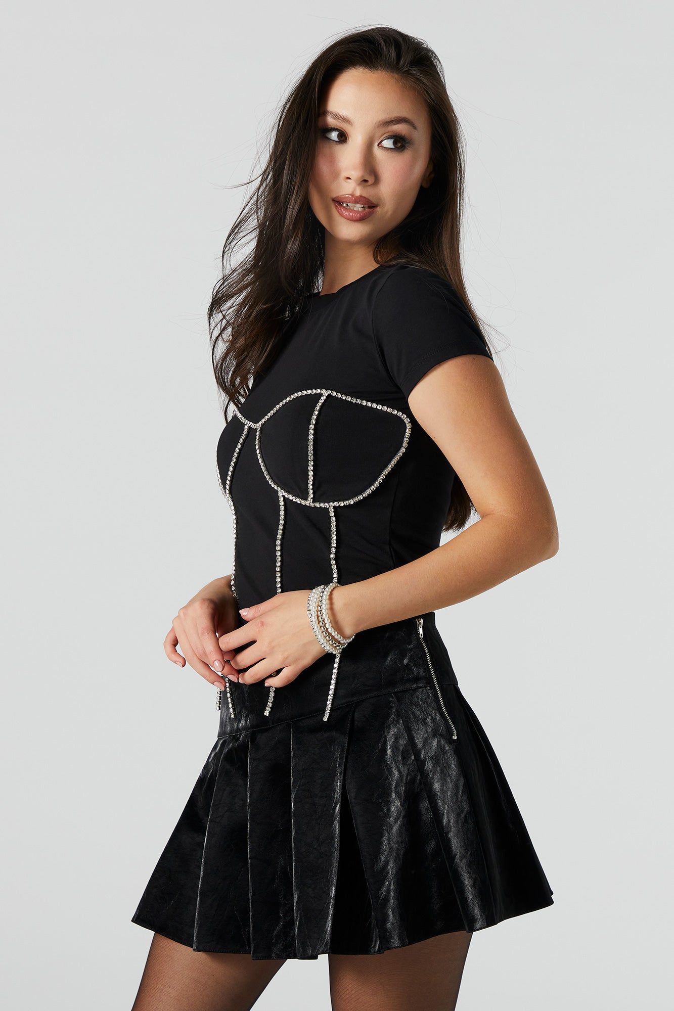 Faux Leather Pleated Mini Skirt sold by Urban Planet product image thumbnail 2