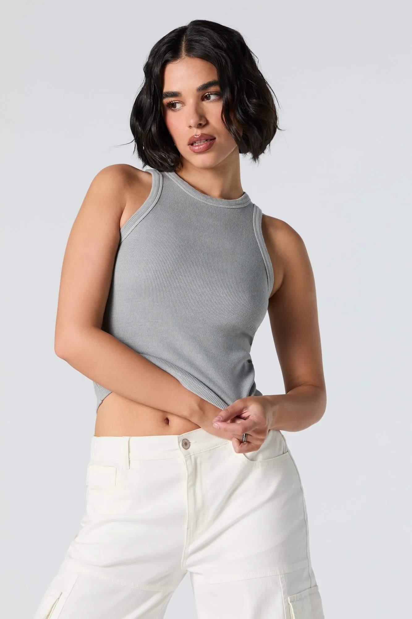 Ribbed High Neck Skimmer Tank sold by Urban Planet product image thumbnail 4