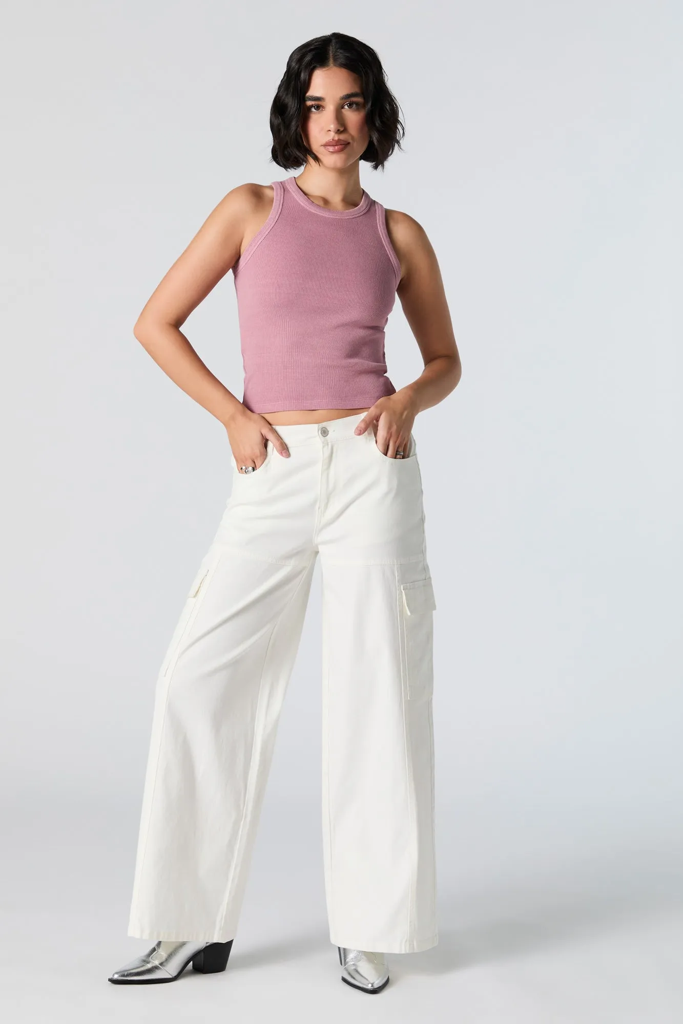 Ribbed High Neck Skimmer Tank sold by Urban Planet product image thumbnail 3