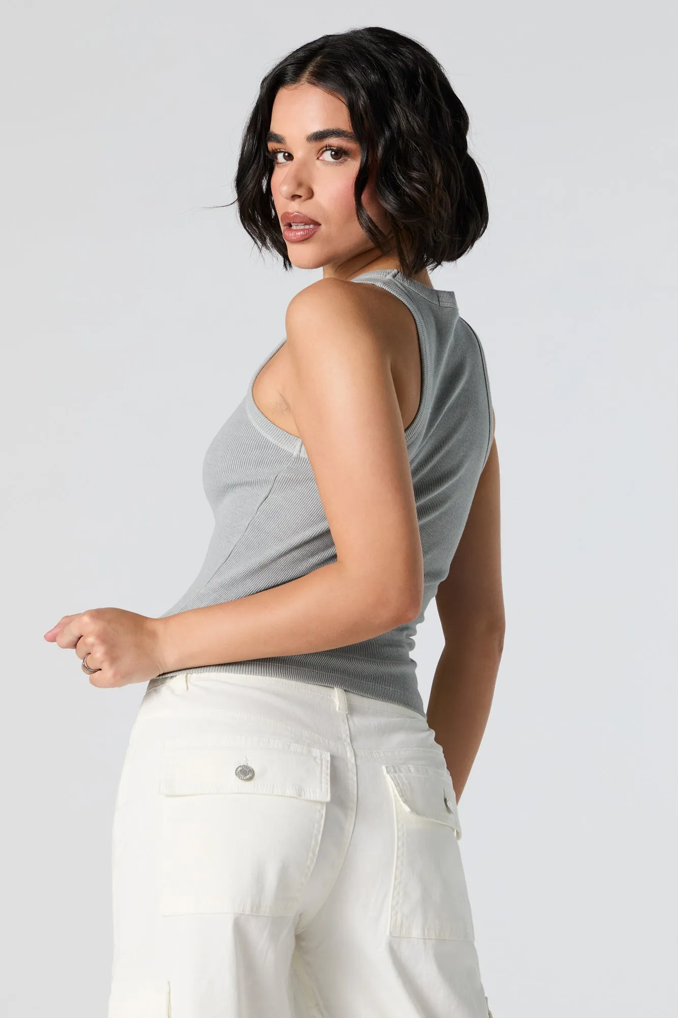 Ribbed High Neck Skimmer Tank sold by Urban Planet product image thumbnail 5