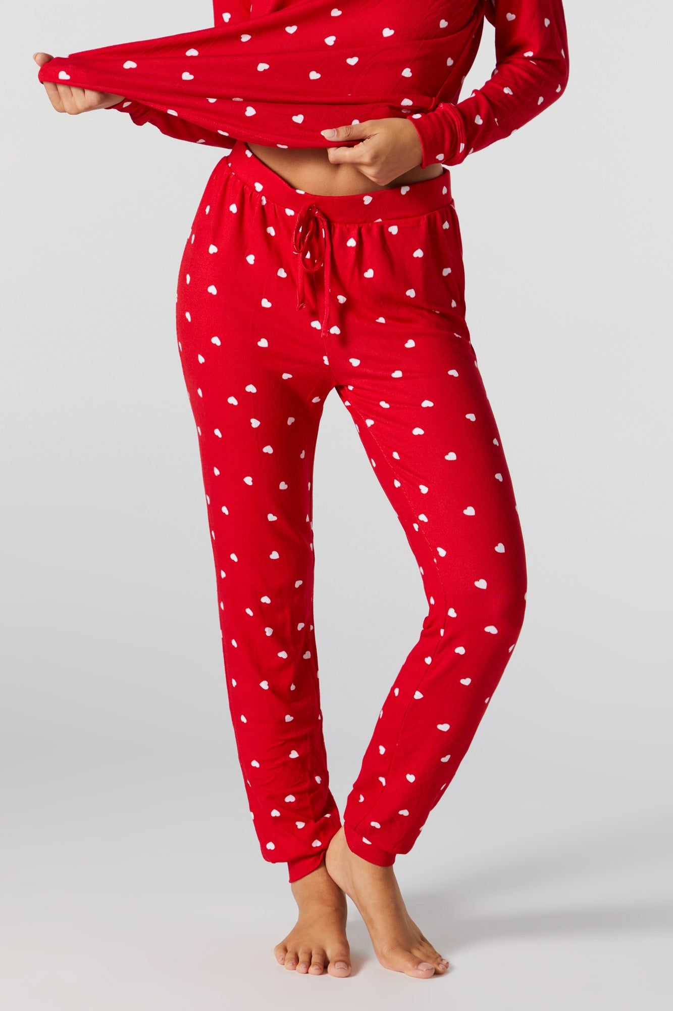 Heart Print 2 Piece Holiday Pajama Set sold by Urban Planet product image thumbnail 4