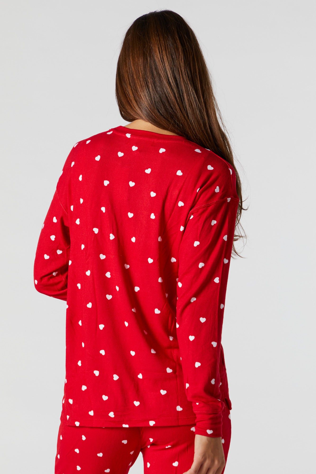 Heart Print 2 Piece Holiday Pajama Set sold by Urban Planet product image thumbnail 3