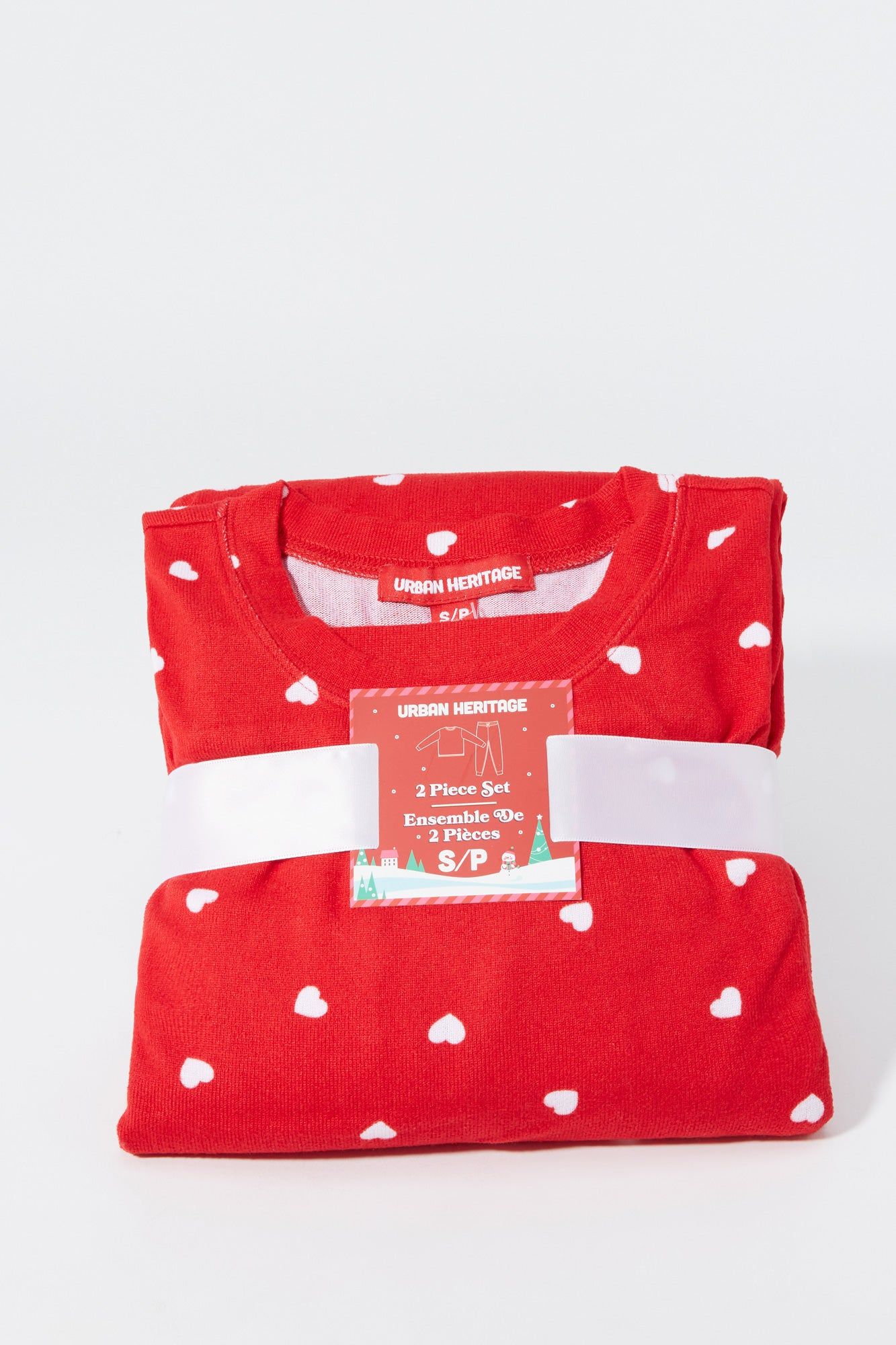 Heart Print 2 Piece Holiday Pajama Set sold by Urban Planet product image thumbnail 2