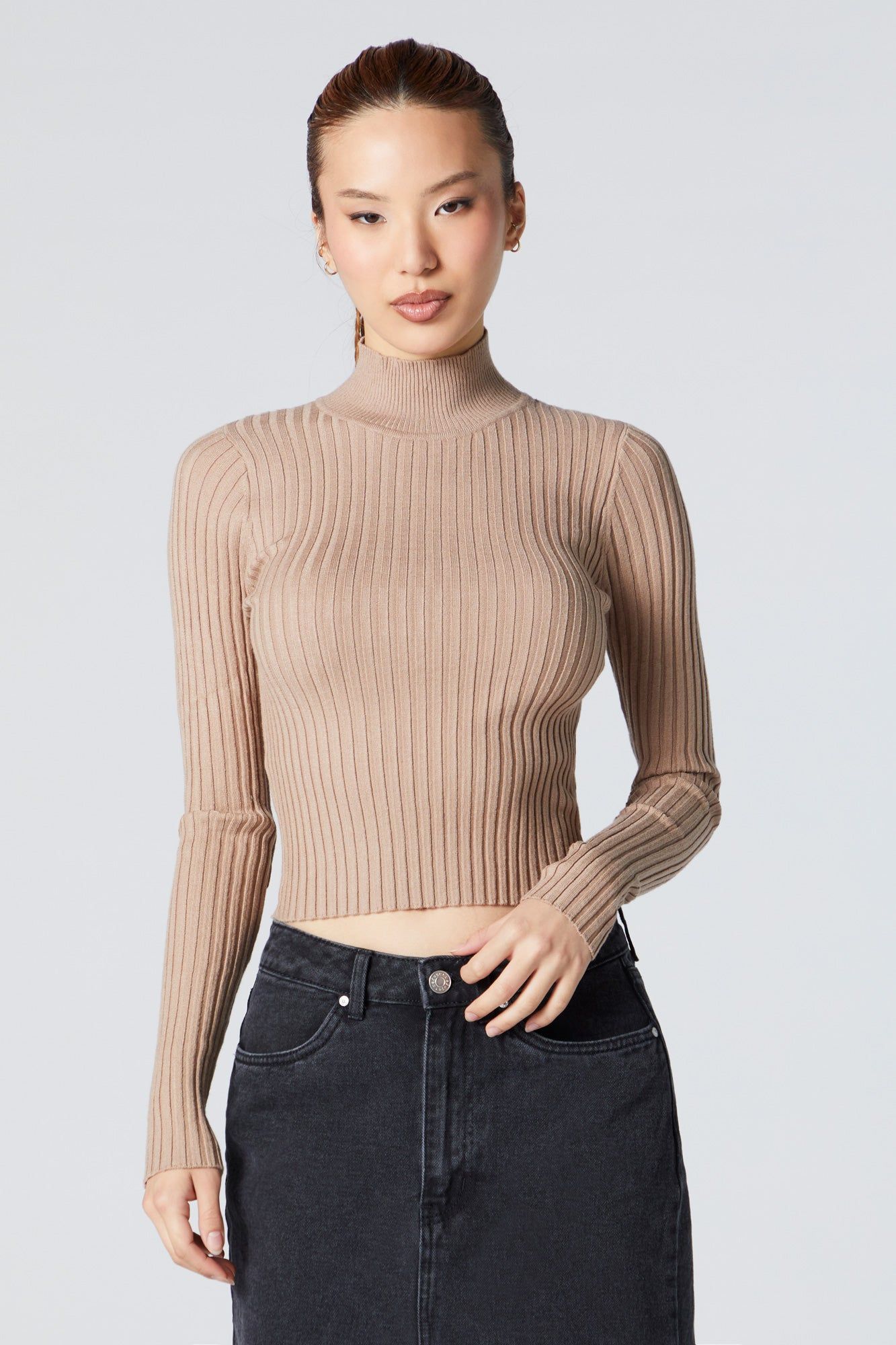 Chandail en tricot côtelé à col cheminée sold by Urban Planet product image thumbnail 4