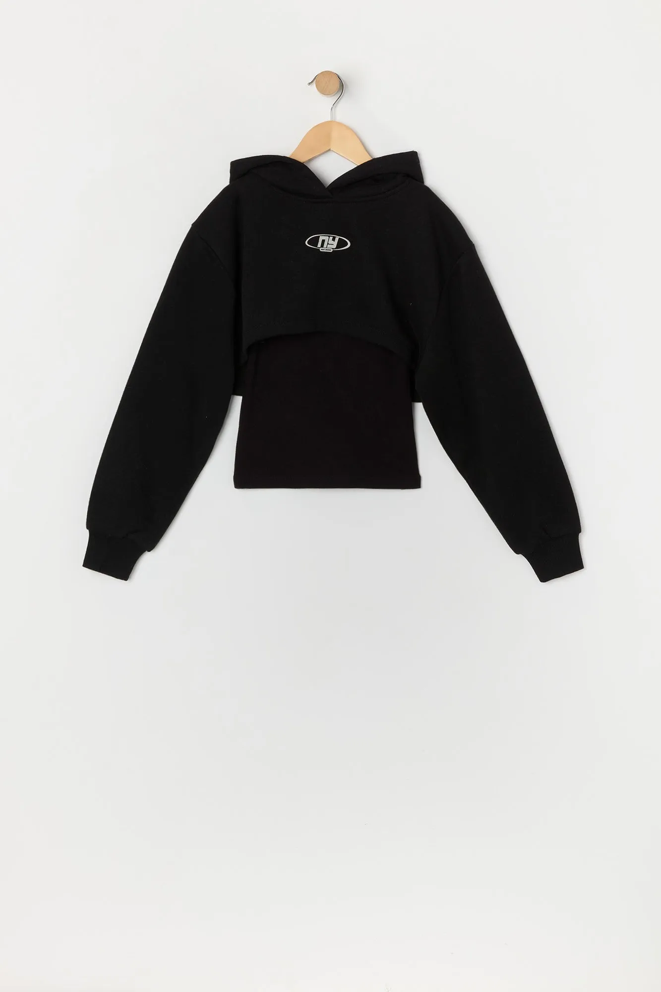 Girls NY Graphic Cropped Hoodie and Tank 2 Piece Set sold by Urban Planet