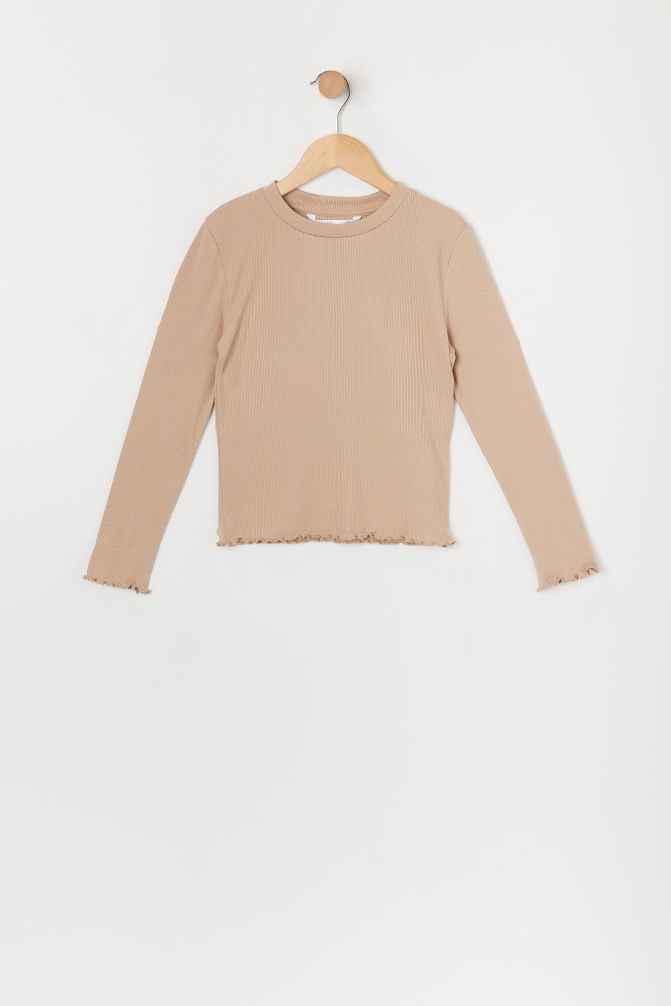 Girls Ribbed Lettuce Hem Long Sleeve Top sold by Urban Planet product image thumbnail 5