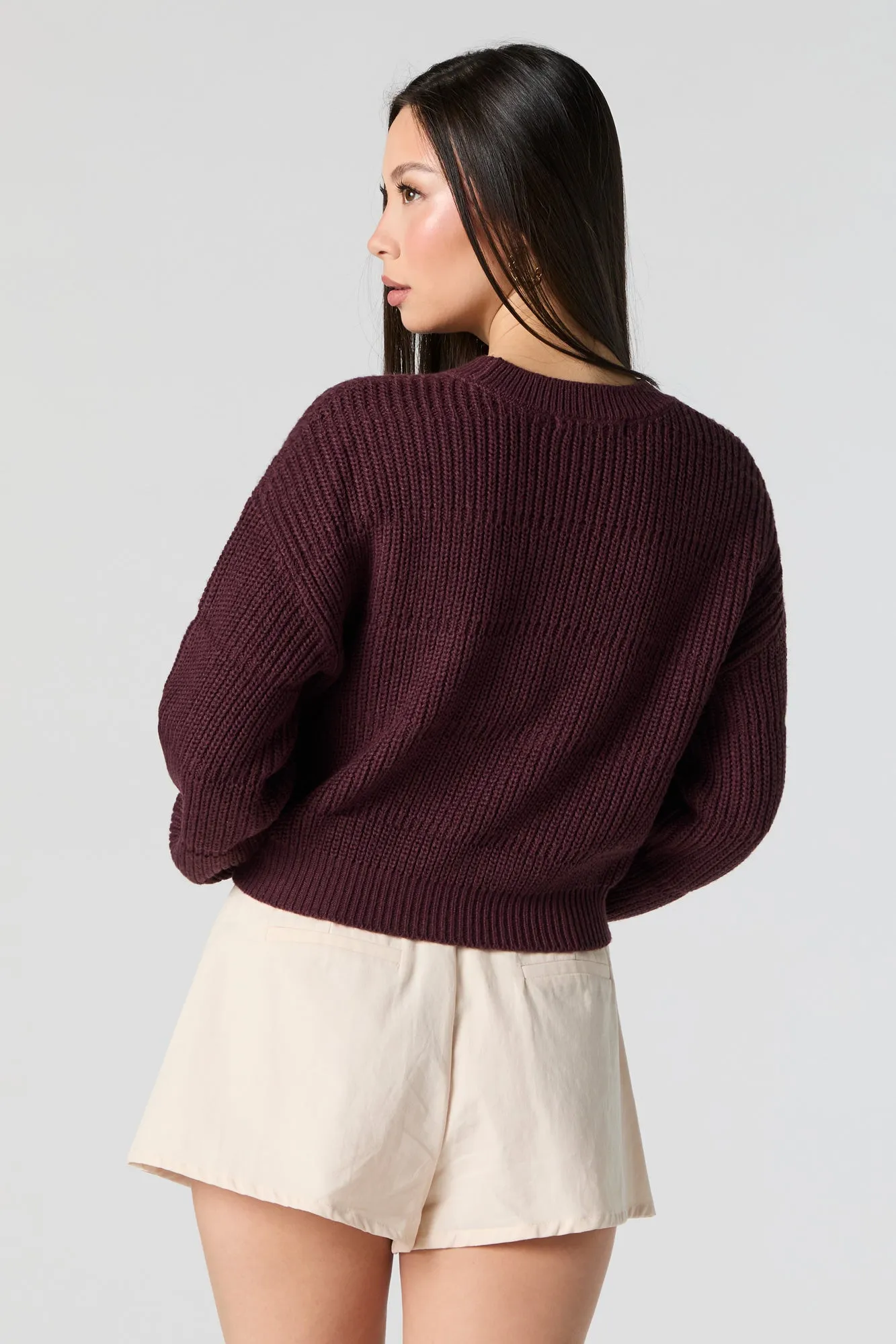 Solid Knit Crewneck Cropped Sweater sold by Urban Planet product image thumbnail 5