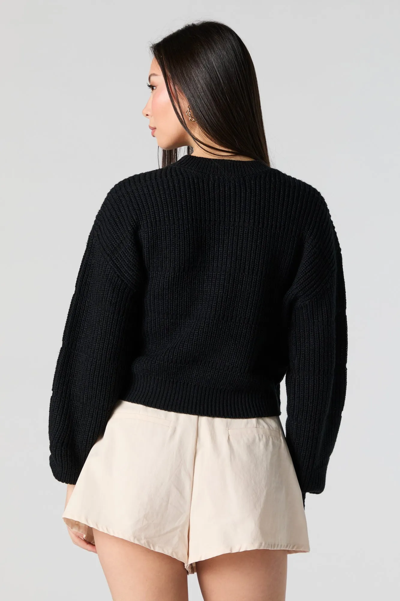 Solid Knit Crewneck Cropped Sweater sold by Urban Planet product image thumbnail 2