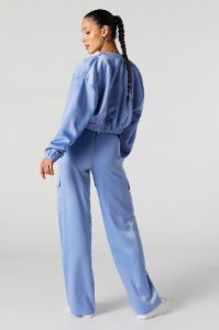Satin Wide Leg Cargo Pant sold by Urban Planet