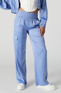 Satin Wide Leg Cargo Pant sold by Urban Planet