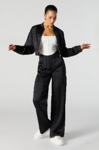 Satin Wide Leg Cargo Pant sold by Urban Planet