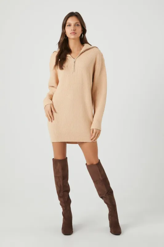 Quarter Zip Hooded Sweater Dress sold by Urban Planet