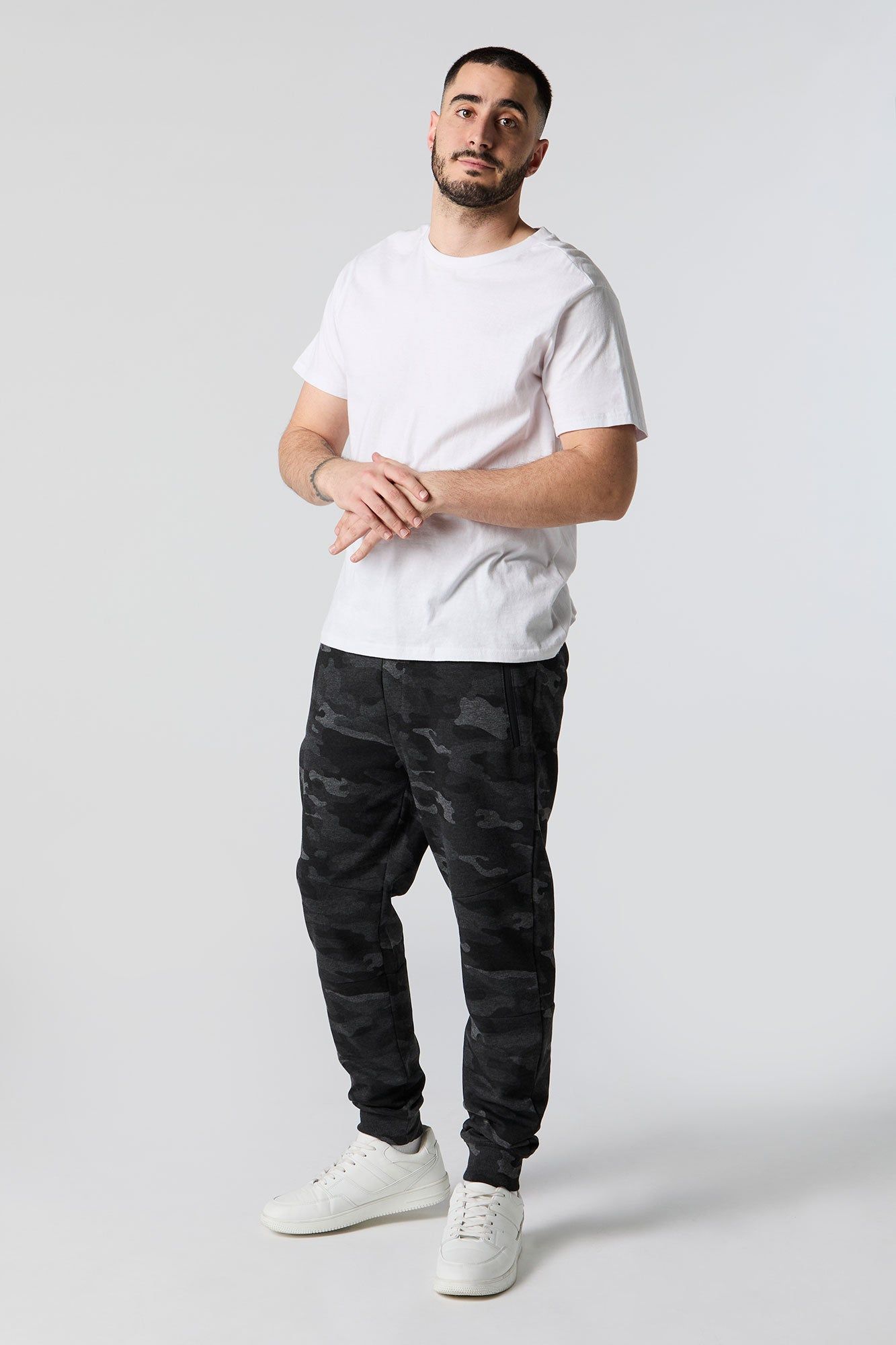 Camo Fleece Zip Pocket Jogger sold by Urban Planet