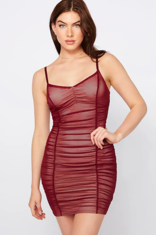 Ruched Mesh Bodycon Mini Dress sold by Urban Planet