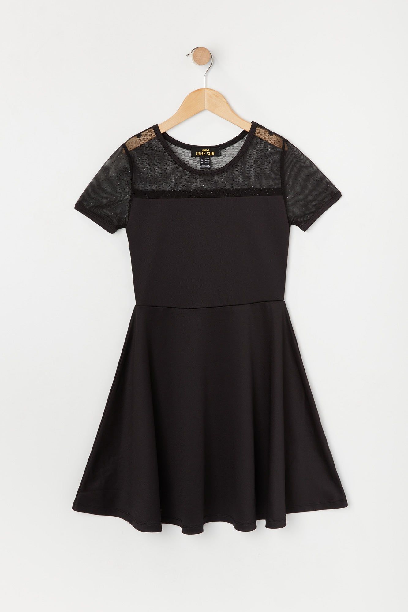 Robe à jupe virevoltante en filet scintillant avec manches courtes pour fille sold by Urban Planet product image thumbnail 3
