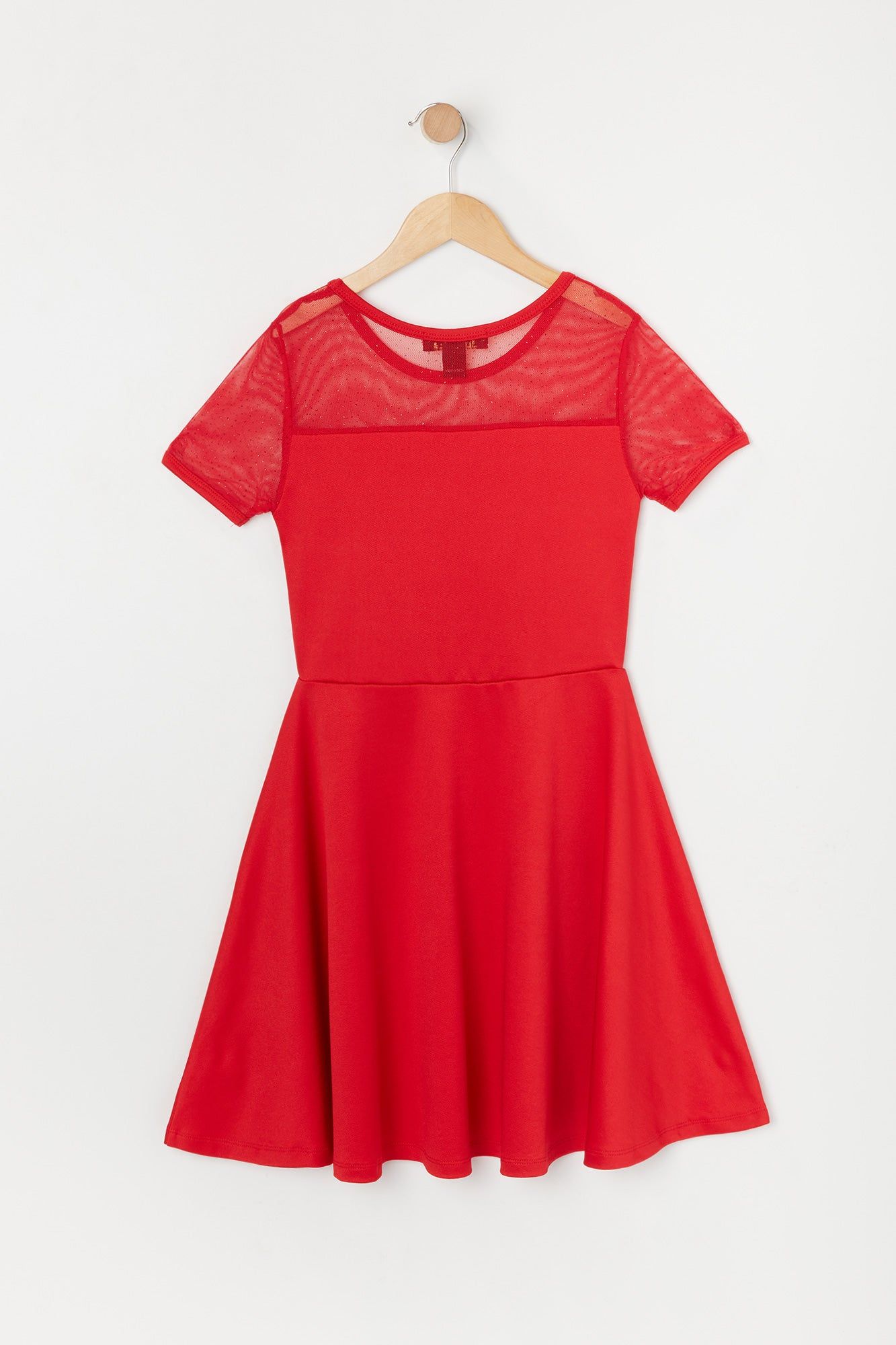 Robe à jupe virevoltante en filet scintillant avec manches courtes pour fille sold by Urban Planet product image thumbnail 2
