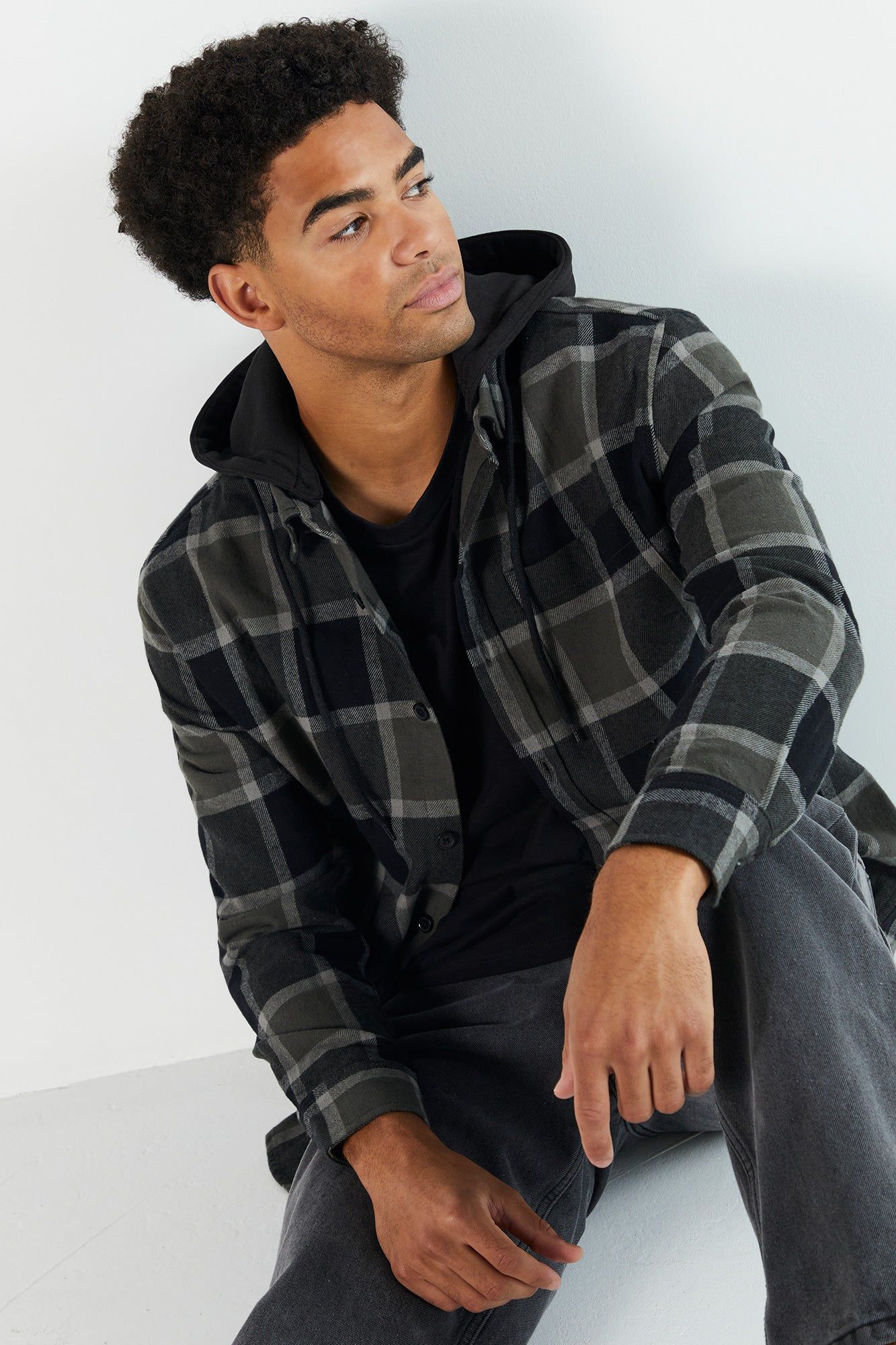 Plaid Hooded Flannel sold by Urban Planet product image thumbnail 19